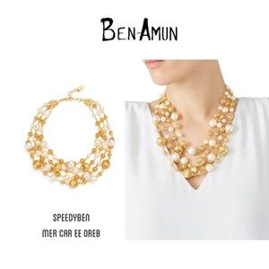 Ben-Amun Gold and Pearl Necklace